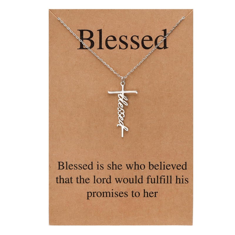 Lcherry Blessed Cross Necklace - Birthday Gifts for Women, Religious Christian Baptism Necklace Gifts for Women - Image 1